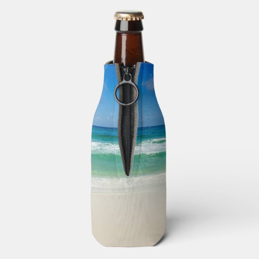 ビーチ写真美カスタムしい熱帯島 ボトルクーラー (ボトル裏面)