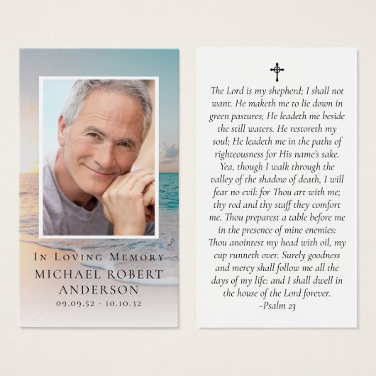 ビーチ写真記念祈りの言葉カード (正面&裏面)