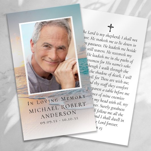 ビーチ写真記念祈りの言葉カード