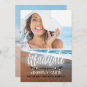 ビーチ卒業パーティーの写真 招待状 (正面/裏面)