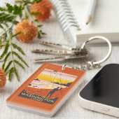 ビーチ及び凧-ワシントン州の海岸 キーホルダー (正面右)