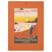 ビーチ及び凧-ワシントン州の海岸 クリップボード (裏面)