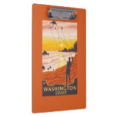 ビーチ及び凧-ワシントン州の海岸 クリップボード (右)