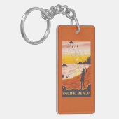 ビーチ及び凧-太平洋のビーチ、ワシントン州 キーホルダー (正面左)