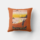 ビーチ及び凧-太平洋のビーチ、ワシントン州 クッション (裏面)