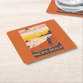 ビーチ及び凧-太平洋のビーチ、ワシントン州 スクエアペーパーコースター (アングル)