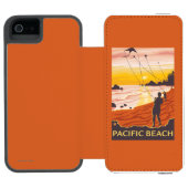 ビーチ及び凧-太平洋のビーチ、ワシントン州 INCIPIO iPhoneウォレットケース (フォリオオープン)