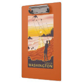 ビーチ及び凧- Ilwaco、ワシントン州 クリップボード (左)