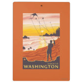 ビーチ及び凧- Ilwaco、ワシントン州 クリップボード (裏面)