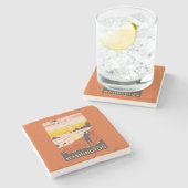 ビーチ及び凧- Ilwaco、ワシントン州 ストーンコースター (横)