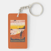 ビーチ及び凧- La押し、ワシントン州 キーホルダー (裏面)