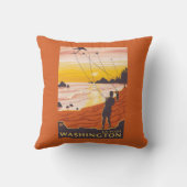 ビーチ及び凧- La押し、ワシントン州 クッション (裏面)