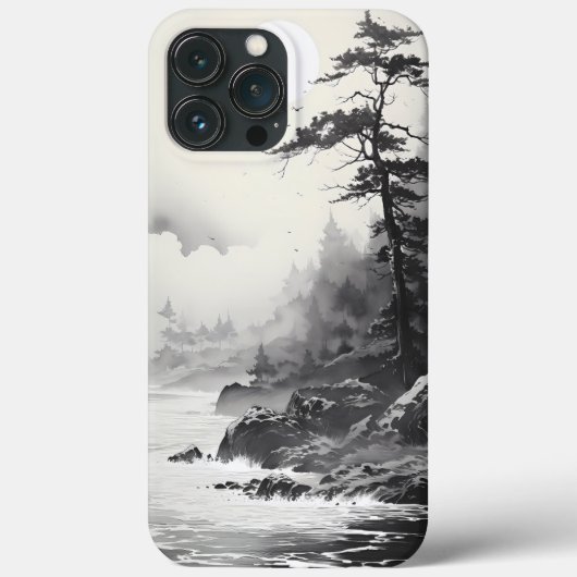 ビーチ及び森林インクスタイル図 Case-Mate iPhoneケース (裏面)