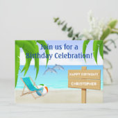 ビーチ及び海誕生日招待状 招待状 (スタンド正面)
