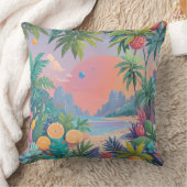 ビーチ及び熱帯果実デザイン枕 クッション (ブランケット)