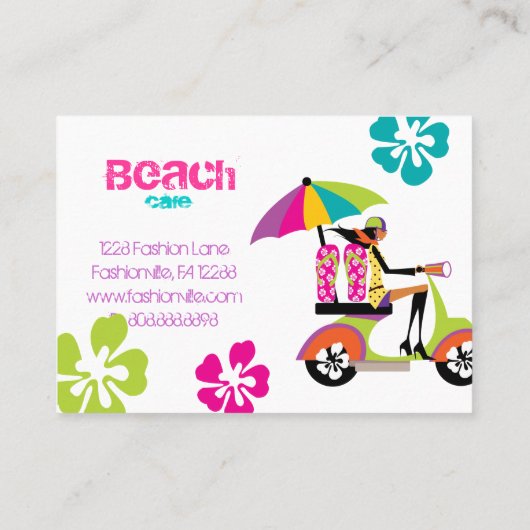 ビーチ名刺スクーターガールビーチサンダル 名刺 (裏面)