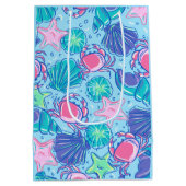 ビーチ名門私立校風のシェルカニ沿岸 ミディアムペーパーバッグ (裏面)