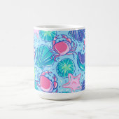 ビーチ名門私立校風のシェルカニ コーヒーマグカップ (中央)