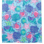 ビーチ名門私立校風のシェルカニ シャワーカーテン (正面)