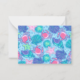 ビーチ名門私立校風のシェルカニ ノートカード