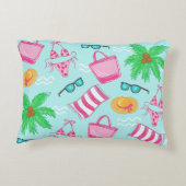 ビーチ名門私立校風のビキニタオルパームツリータオルバッグ アクセントクッション (裏面)