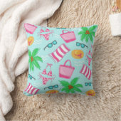 ビーチ名門私立校風のビキニタオルパームツリータオルバッグ クッション (ブランケット)