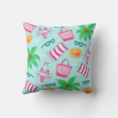 ビーチ名門私立校風のビキニタオルパームツリータオルバッグ クッション (裏面)