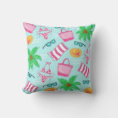 ビーチ名門私立校風のビキニタオルパームツリータオルバッグ クッション (正面)