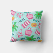 ビーチ名門私立校風のビキニタオルパームツリータオルバッグ クッション (裏面)