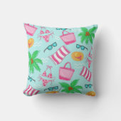 ビーチ名門私立校風のビキニタオルパームツリータオルバッグ クッション (正面)