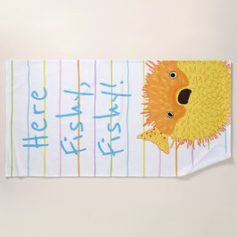 ビーチ吹魚「Here Fishy, Fishy」 ビーチタオル
