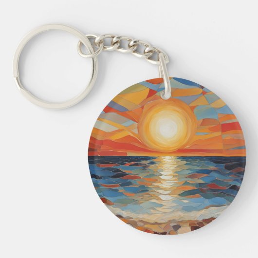 ビーチ地中海のサンライズサンセットアモダンート キーホルダー (正面)