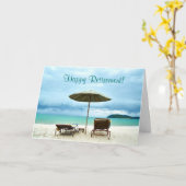 ビーチ場面カスタムな退職カード カード (黄色い花)