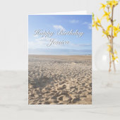ビーチ場面バースデー・カード カード (黄色い花)