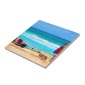 ビーチ場面絵画的な椅子のサーフボードの傘 タイル (側面)