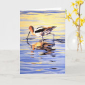 ビーチ場面鳥の悔やみや弔慰の挨拶状 カード (黄色い花)
