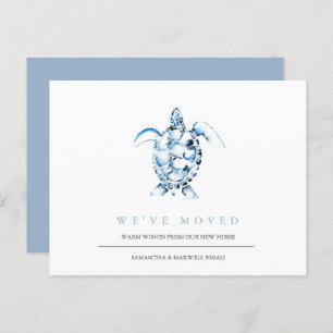 ビーチ変更の住所カードブルーシーカメ ポストカード