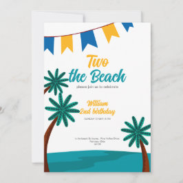 ビーチ夏かわいい2回目の誕生日の招待状 シーズンカード