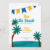 ビーチ夏かわいい2回目の誕生日の招待状 シーズンカード (正面/裏面)