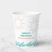 ビーチ夏ここ来の息子の赤ちゃんシャワー 紙コップ (裏面)