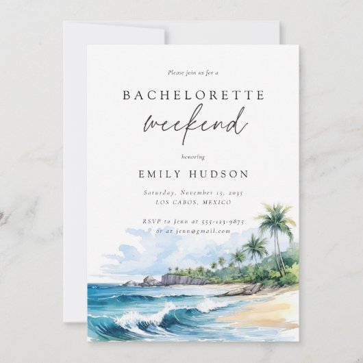 ビーチ夏のバチェロレッテ週末の日程 招待状 (正面)