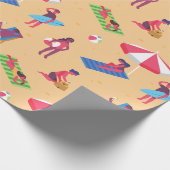 ビーチ夏休みサーフィン日光浴 ラッピングペーパー (角)