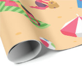 ビーチ夏休みサーフィン日光浴 ラッピングペーパー (ロールコーナー)