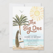 ビーチ夏男女兼用の1回目の誕生日 招待状 (正面)