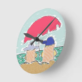 ビーチ夏 ラウンド壁時計 (傾斜)