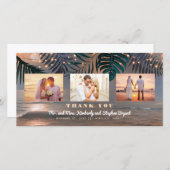 ビーチ夕日の行き先の結婚式ありがとう サンキューカード (正面/裏面)