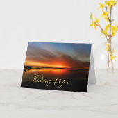 ビーチ夕日 カード (黄色い花)