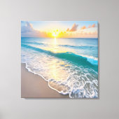 ビーチ夕日 キャンバスプリント (正面)
