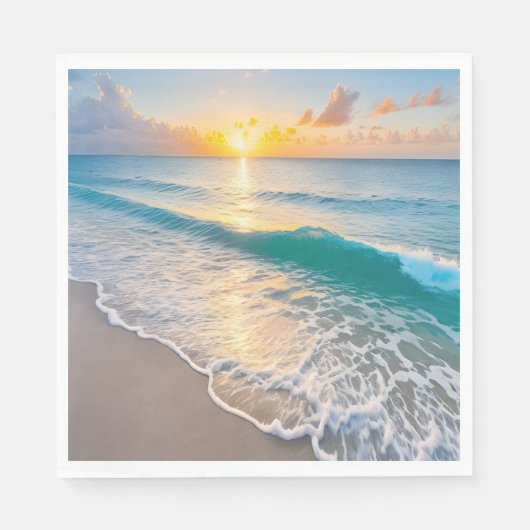 ビーチ夕日 スタンダードランチョンナプキン (正面)