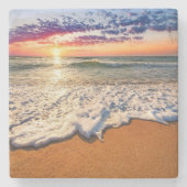 ビーチ夕日 ストーンコースター (正面)